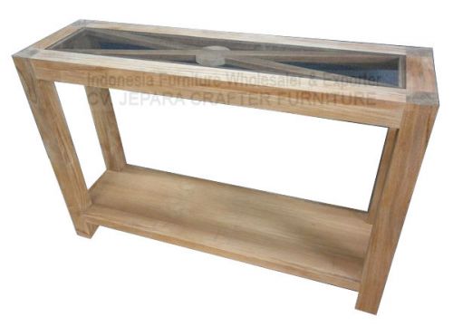 CONSOLE TABLE WITH GLASS AND SHELF JFWCT-015